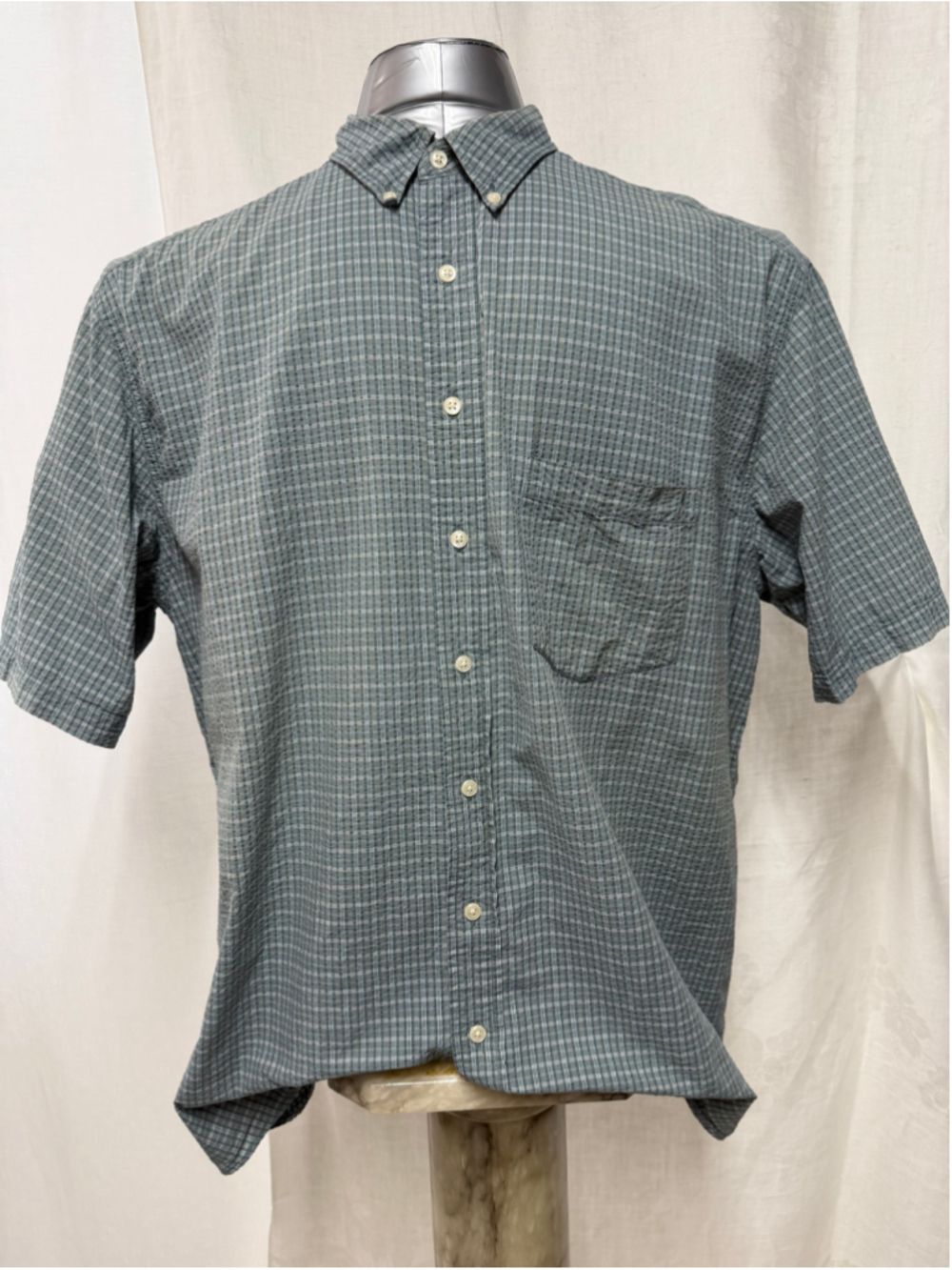 Men's Eddie Bauer Casual Button Down Shirt XLT Green Plaid 1784